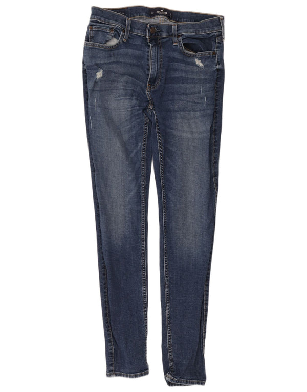 Calça jeans feminina Hollister Stretch Distressed Super Skinny W34 L34 Azul Algodão