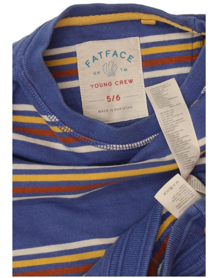 Moletom Fat Face Boys Jumper 5-6 Anos Algodão Listrado Azul