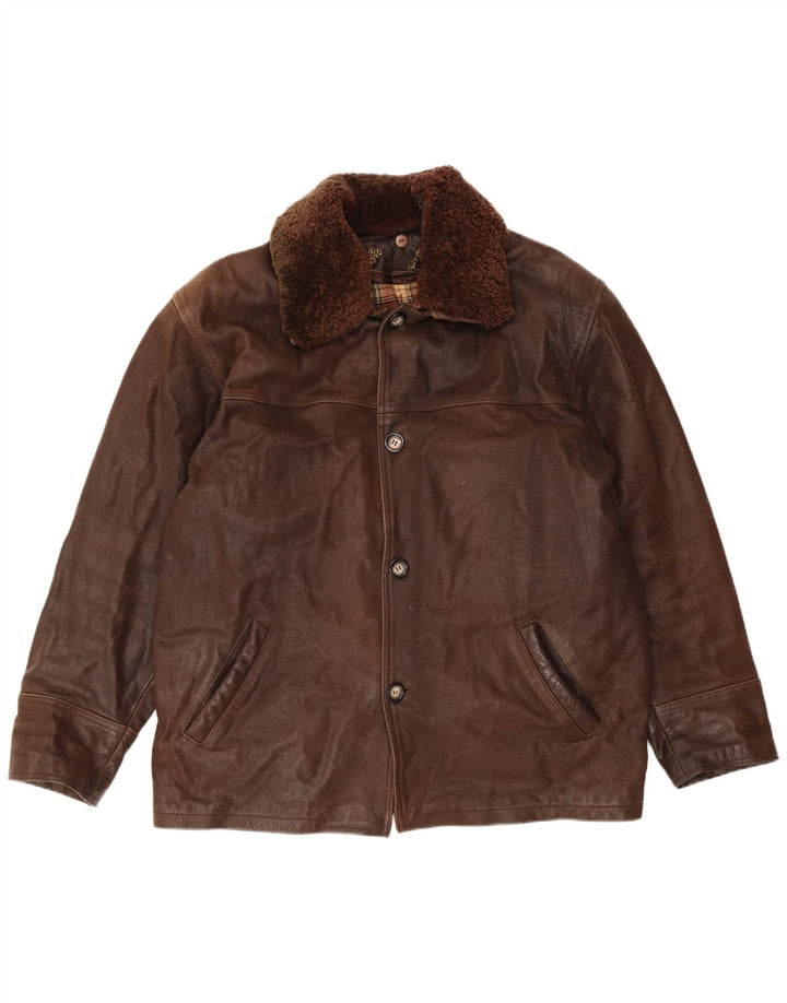 Jaqueta de couro masculina VINTAGE Reino Unido 40 grande couro marrom