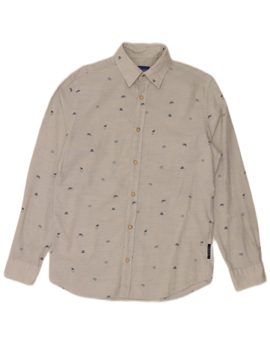 Camisa masculina Jack & Jones com estampa abstrata pequena de algodão cinza