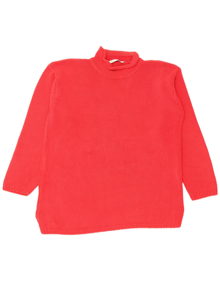 Suéter feminino Marks & Spencer com gola tartaruga Reino Unido 12 algodão vermelho médio