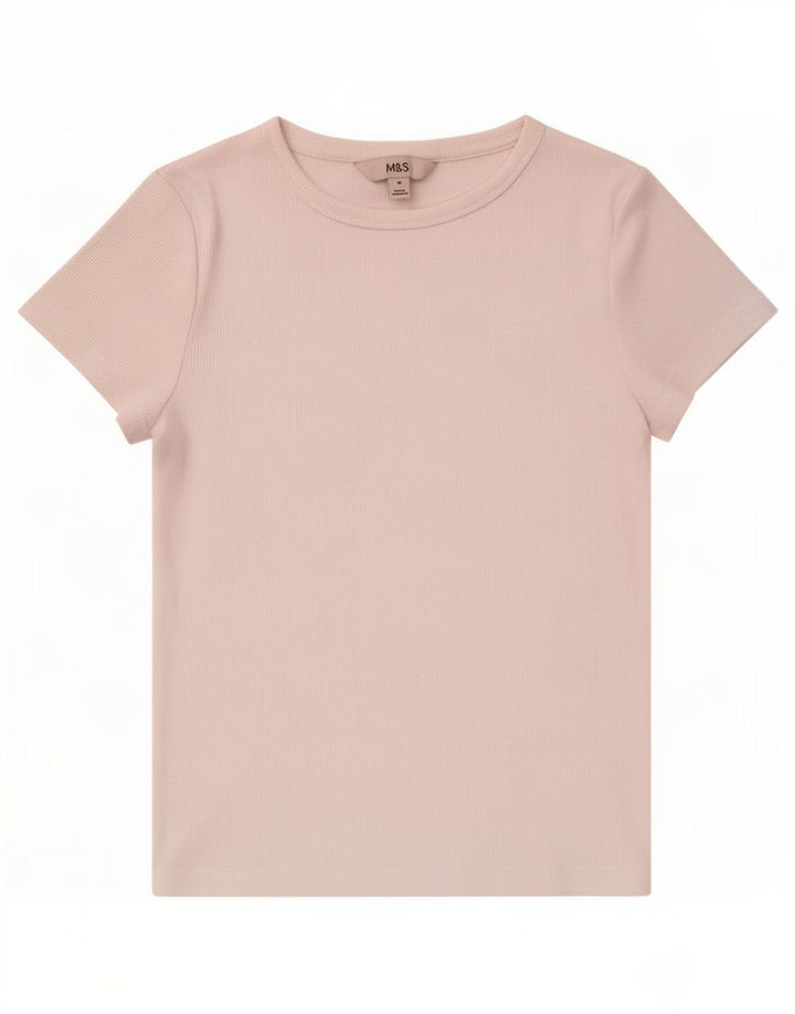 Camiseta feminina Marks & Spencer UK 10 pequena branca