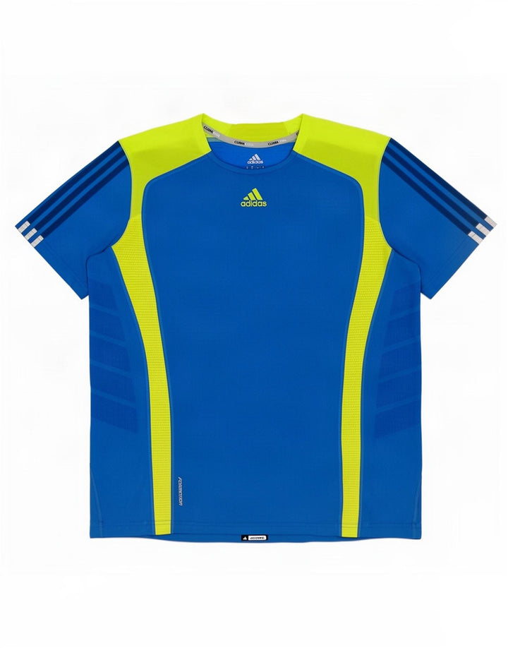 Adidas Masculino Climacool Camiseta Top Médio Azul Colourblock