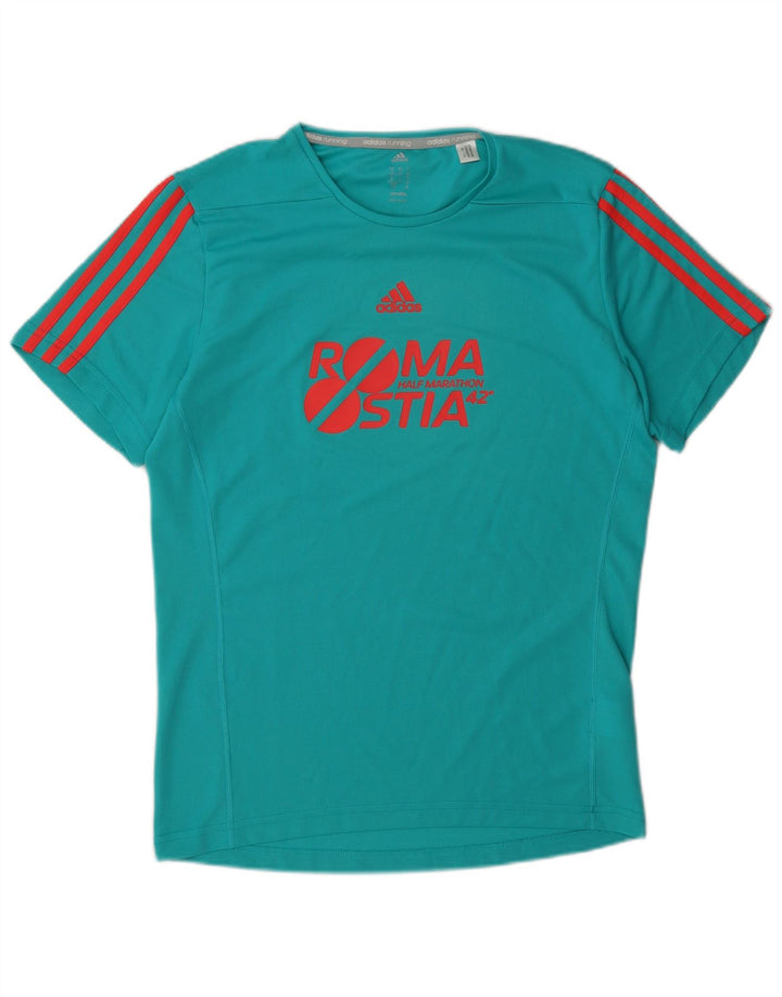 Camiseta Adidas Masculina Climalite Graphic Top Pequena Turquesa Poliéster