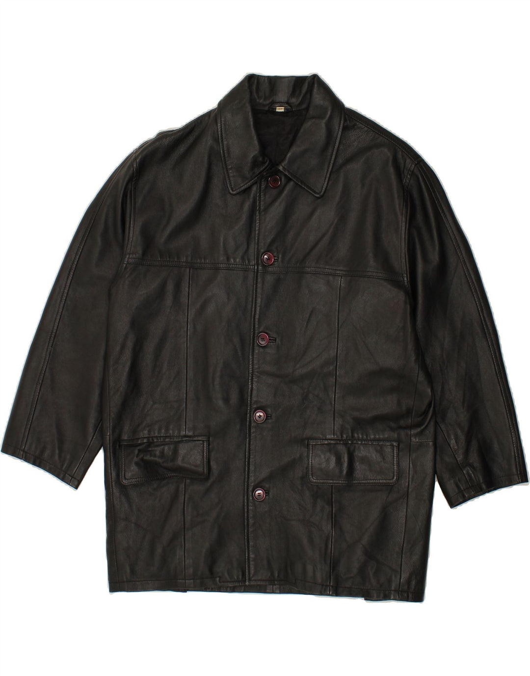 Casaco de couro masculino VINTAGE solto IT 48 couro preto médio