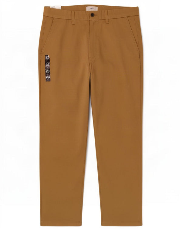 Calça Chino Masculina Marks & Spencer Solta Fit W34 L29 Algodão Bege
