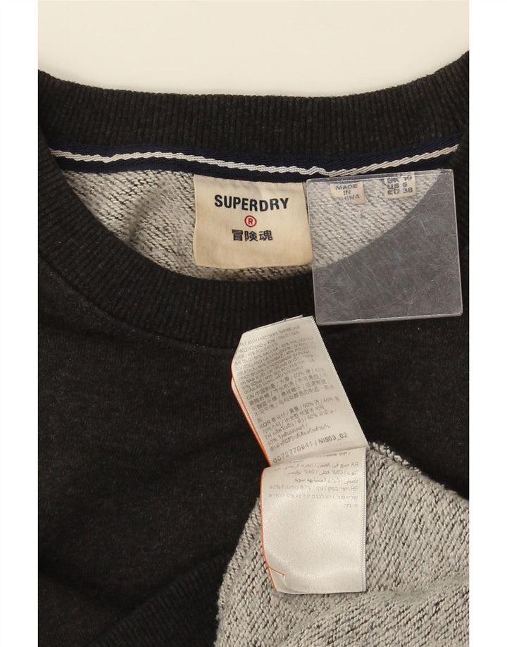 Superdry Womens Oversized Sweatshirt Jumper UK 10 Pequeno Algodão Preto
