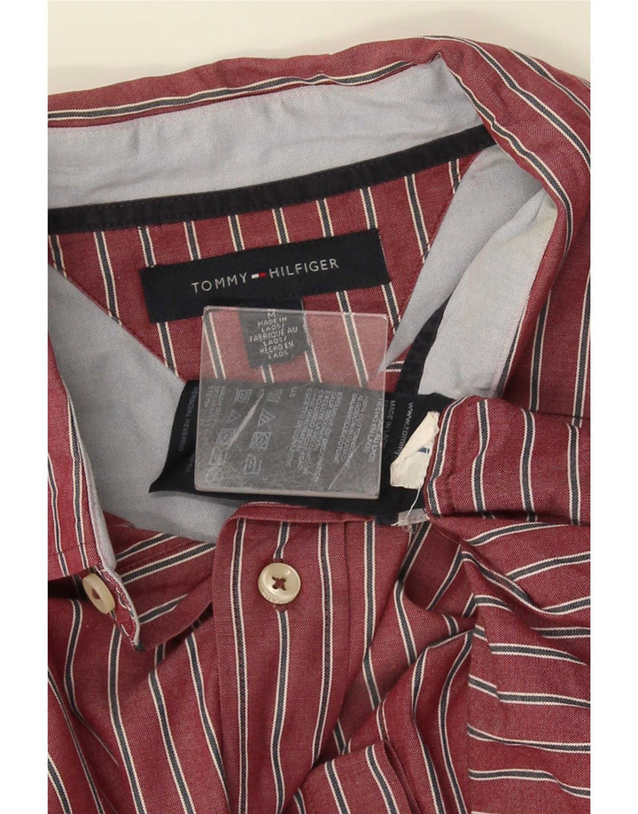 Camisa masculina Tommy Hilfiger média listrada vermelha de algodão