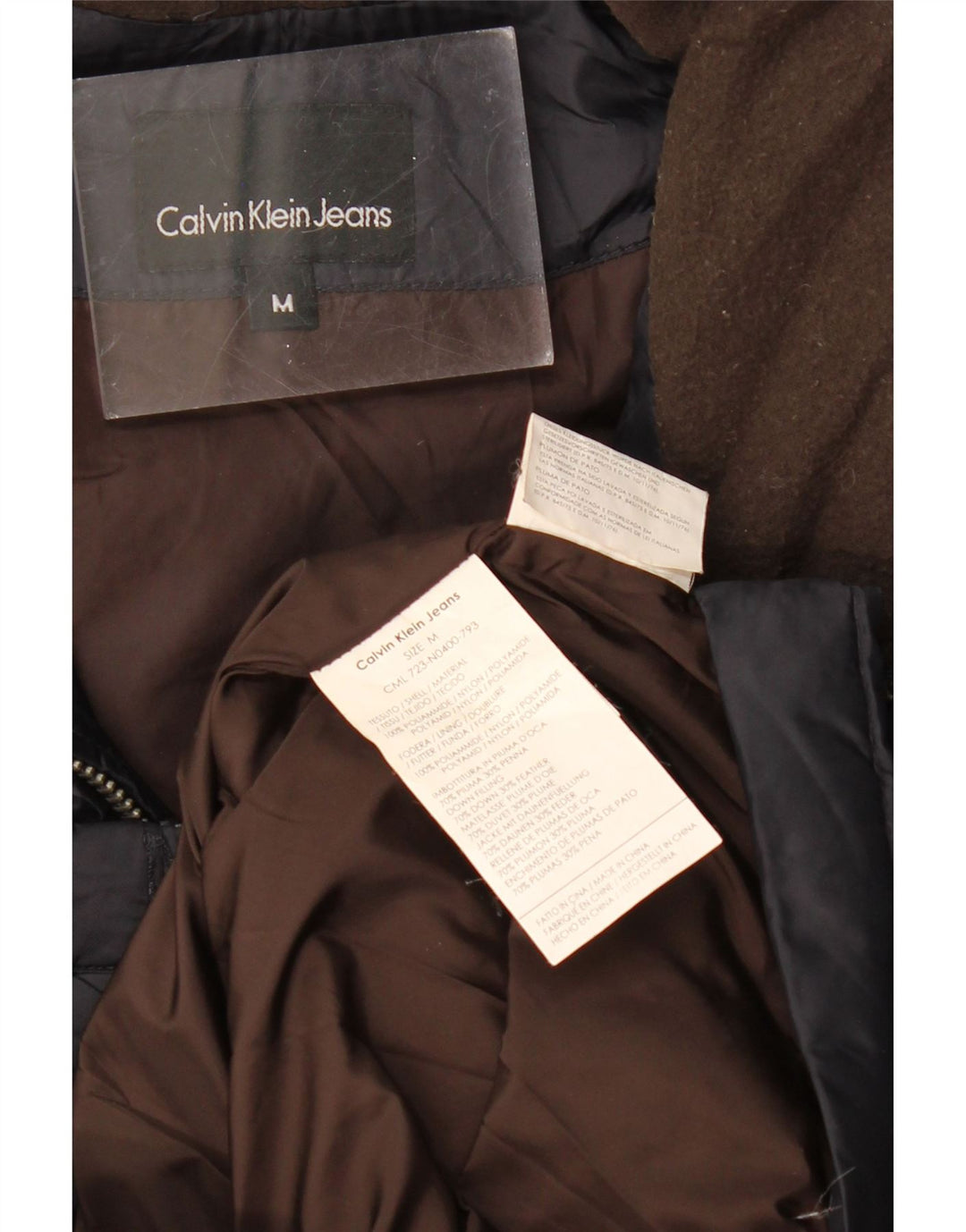 CALVIN KLEIN JEANS Colete acolchoado masculino UK 38 médio azul marinho poliamida