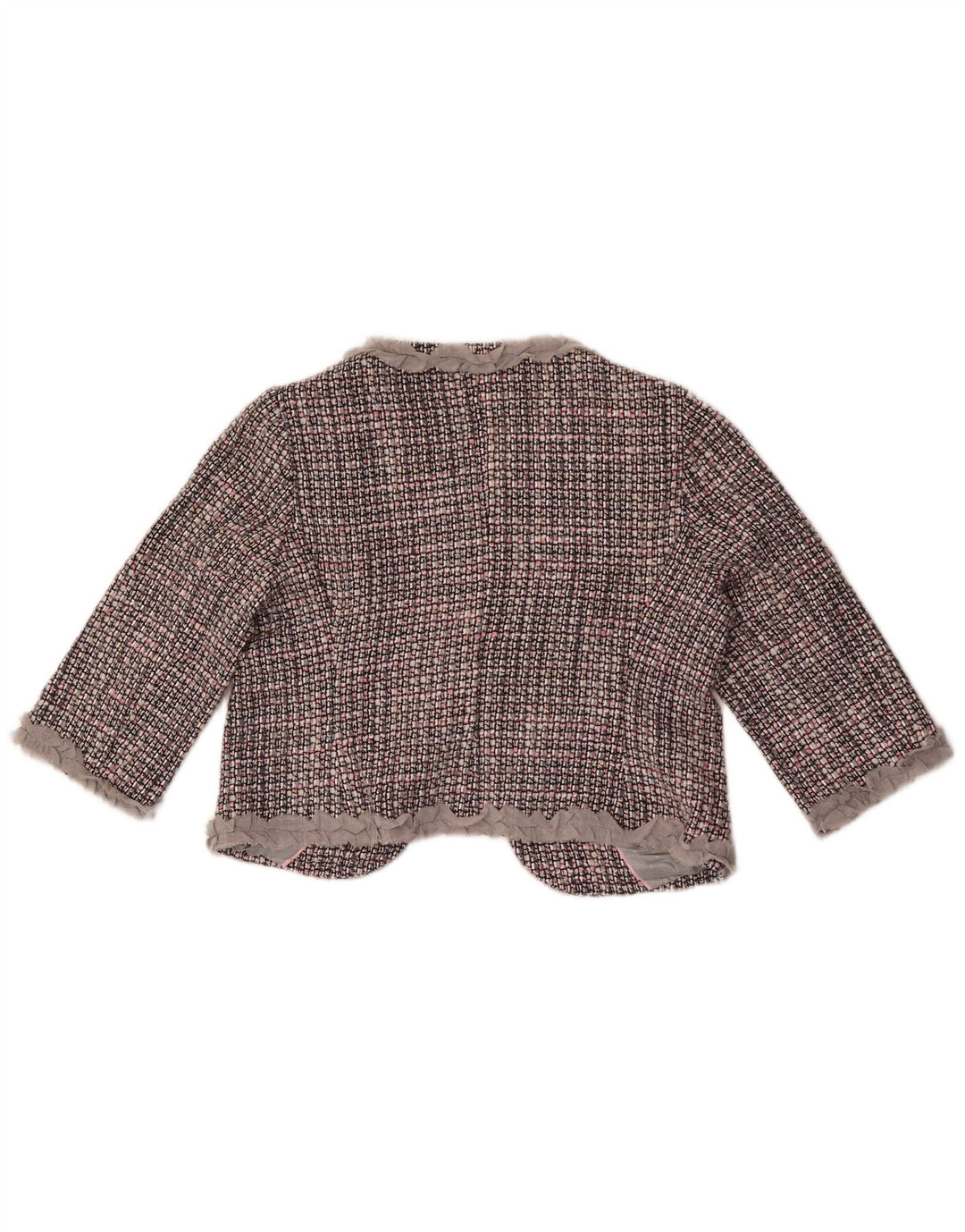 Jaqueta Bolero Feminina Marks & Spencer Manga 3/4 Reino Unido 14 Médio Cinza Xadrez