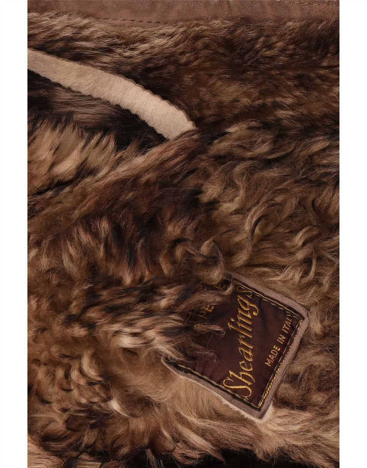 Casaco feminino vintage de shearling UK 18 XL marrom