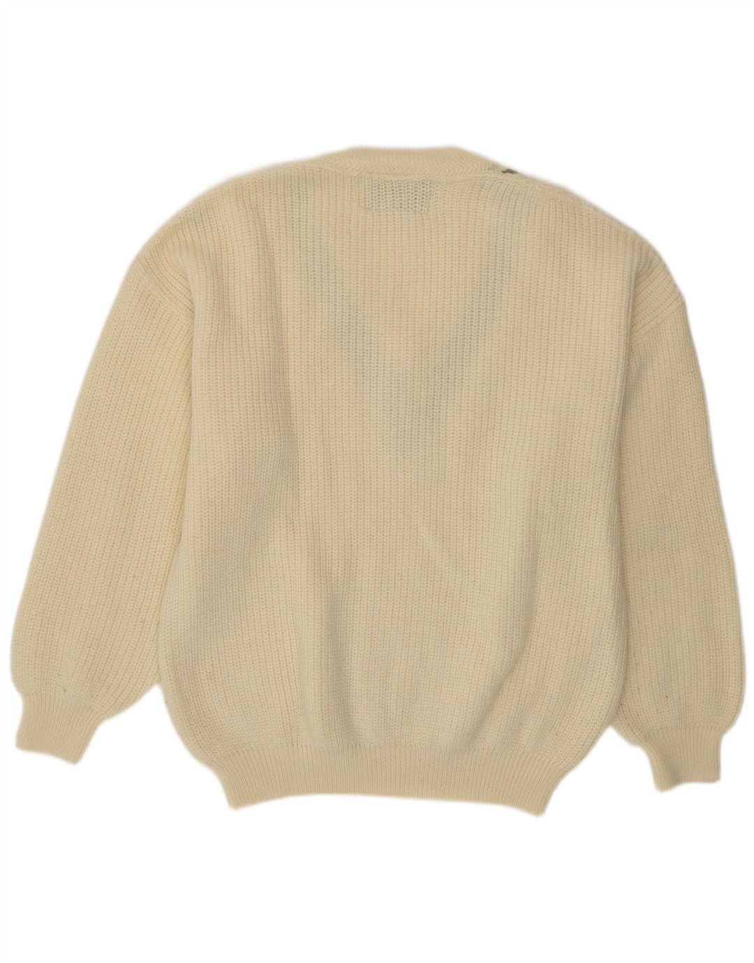 Il Granchio Suéter masculino com decote em V XL Off White Floral Nova Lã