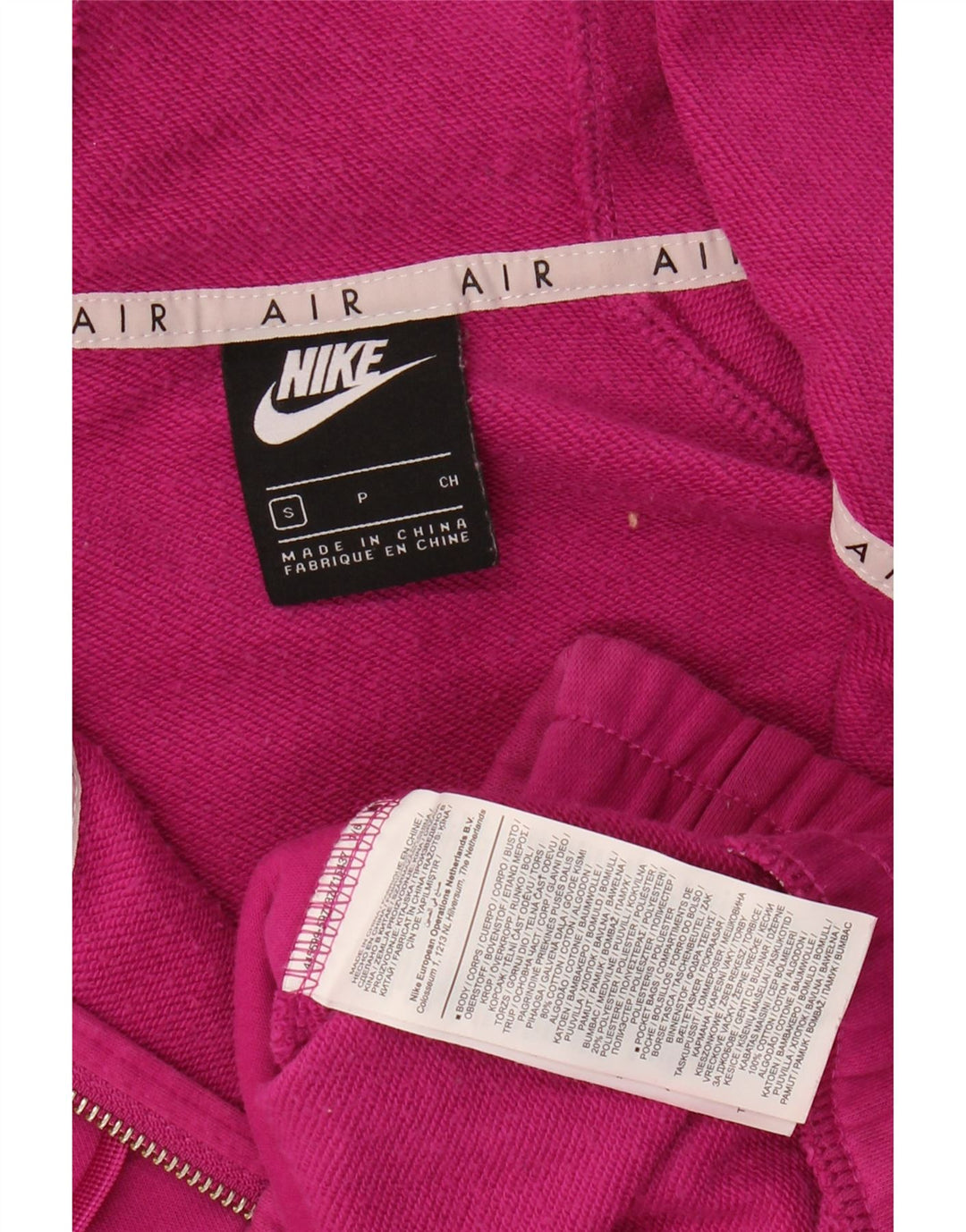 Suéter feminino Nike com capuz e zíper gráfico oversized UK 10 pequeno algodão rosa