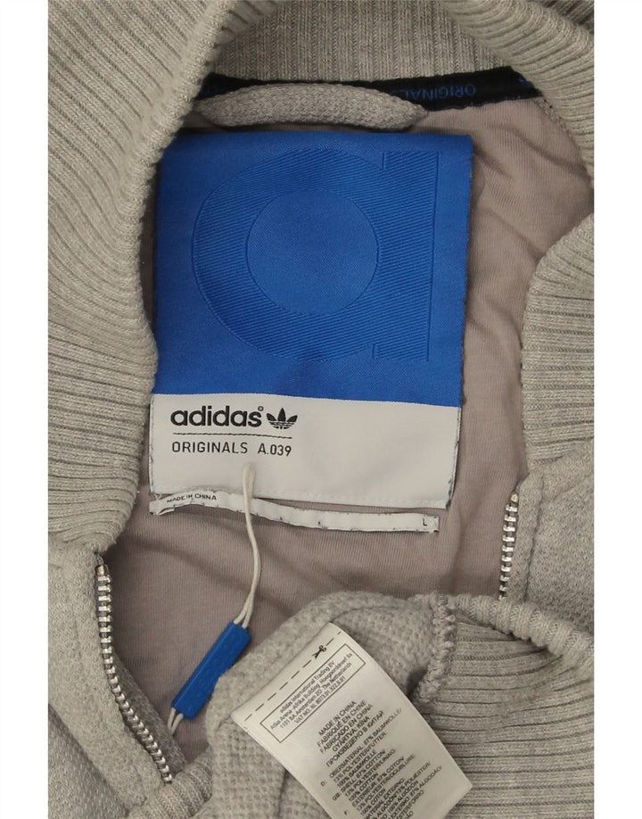 ADIDAS Mens Graphic Tracksuit Top Jacket Grande Cinza Colorblock Algodão