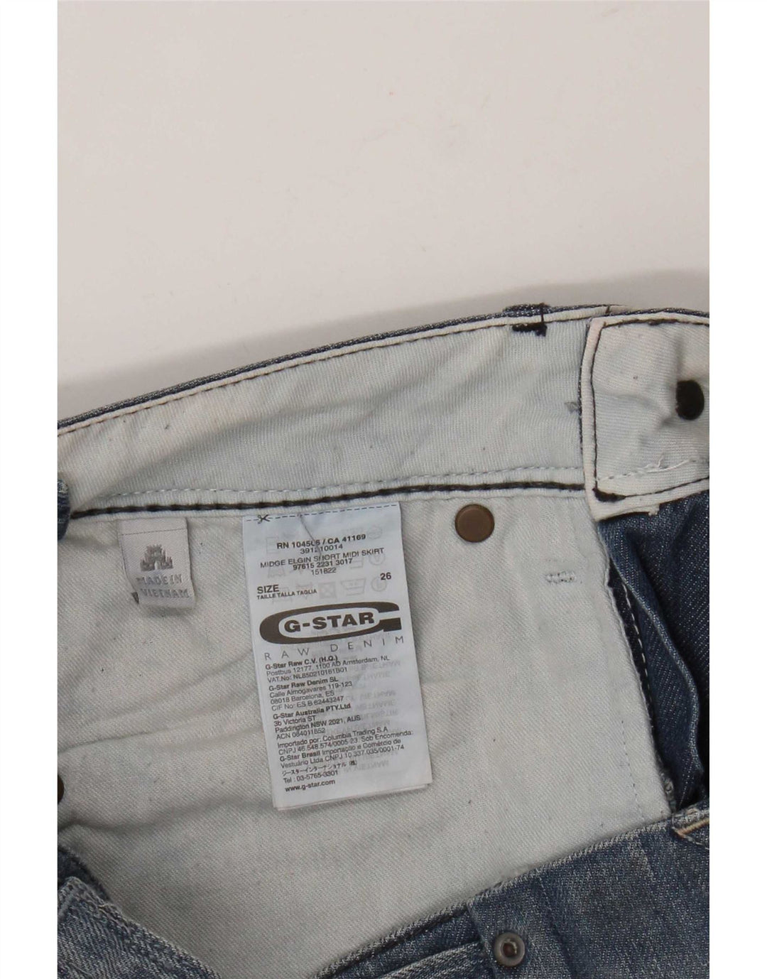 Saia jeans feminina G-Star W26 pequeno algodão azul