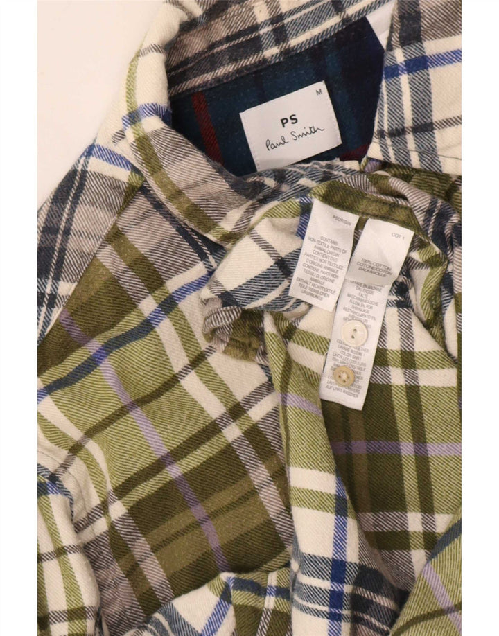 Camisa masculina de flanela Paul Smith algodão xadrez verde médio