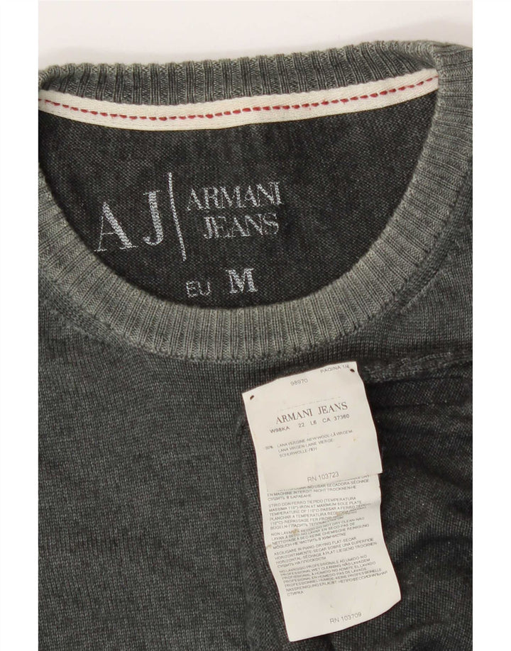 Suéter masculino Armani com gola redonda, verde médio, lã nova
