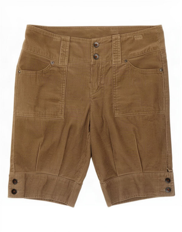 Shorts femininos de veludo Benetton IT 40 médio W30 algodão marrom