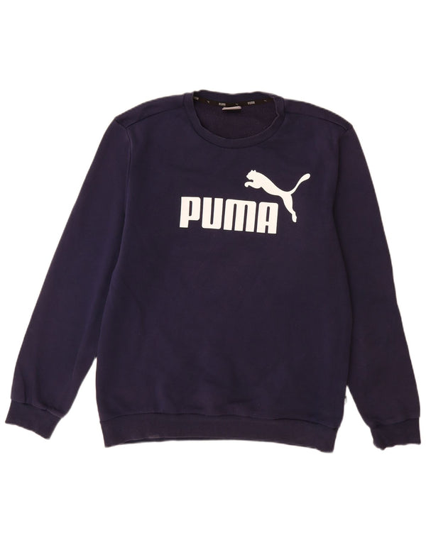 Puma Mens Graphic Moletom Jumper Médio Azul Marinho Algodão