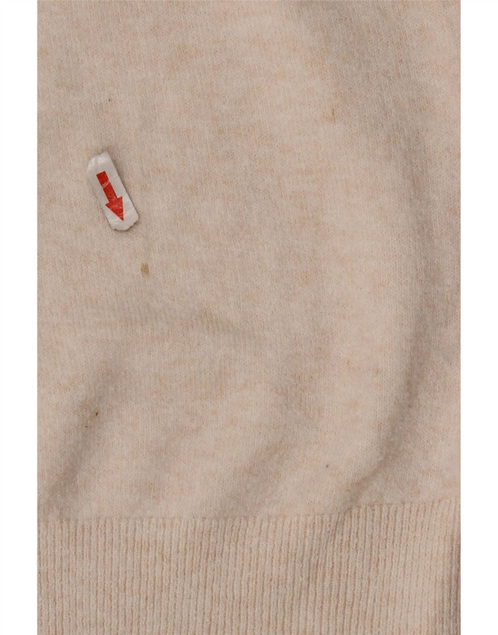 Suéter feminino Marks & Spencer com gola polo e gola polo UK 14 médio off white