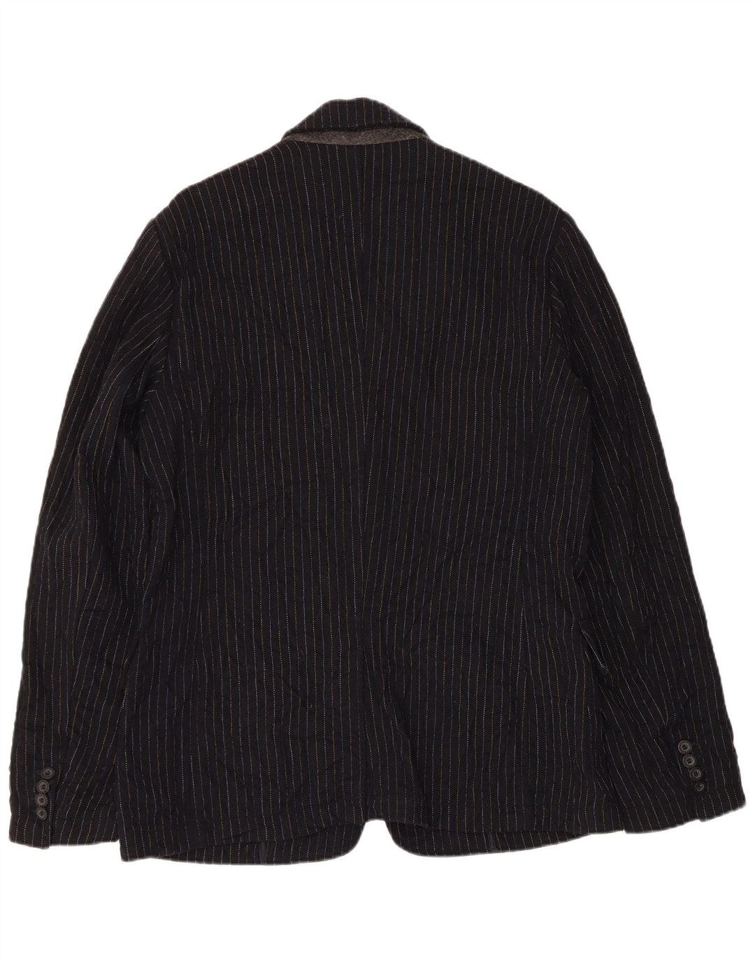 Jaqueta Blazer Guess Masculina com 2 Botões Reino Unido 38 Lã Listrada Azul Marinho Médio