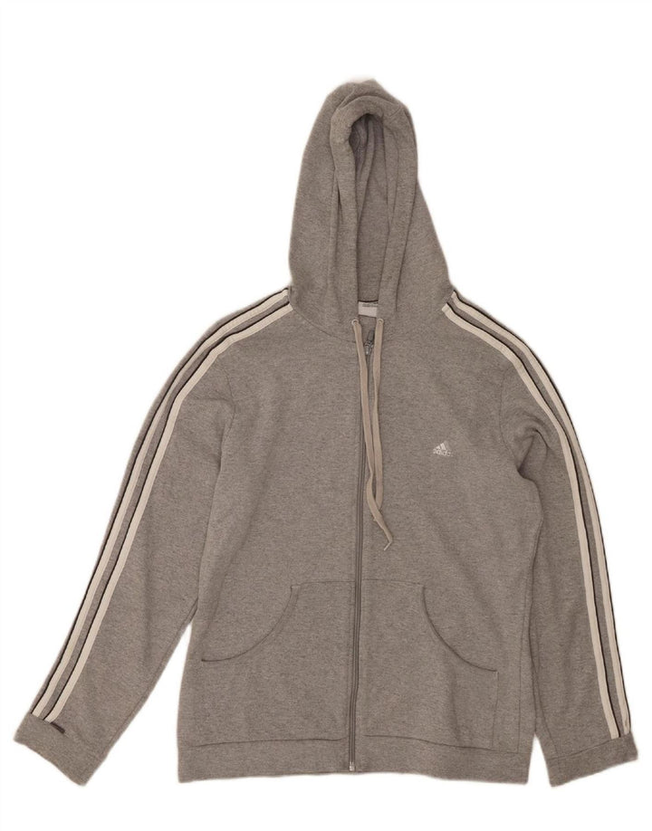 Suéter adidas feminino com capuz e zíper UK 18 XL cinza algodão