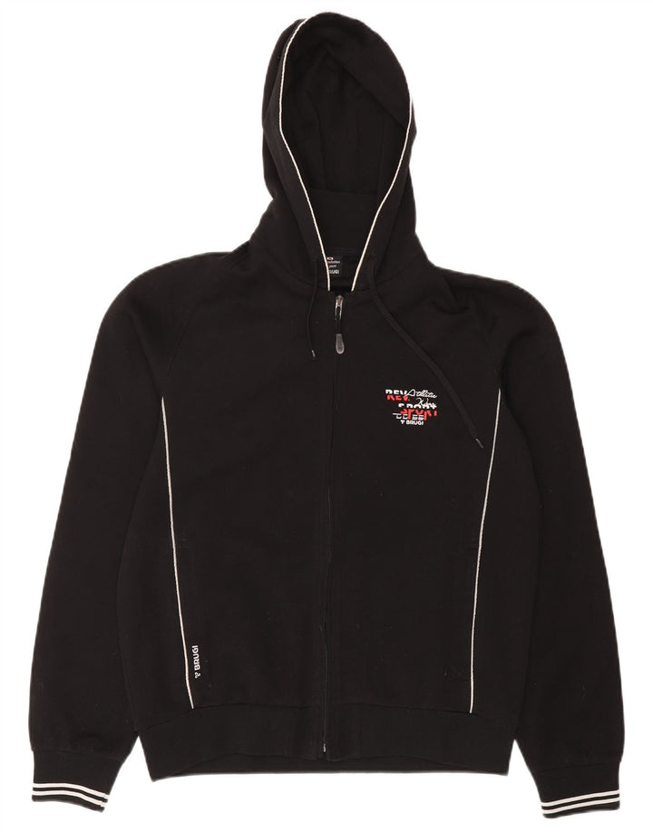 Suéter masculino Brugi com capuz e zíper médio preto poliéster