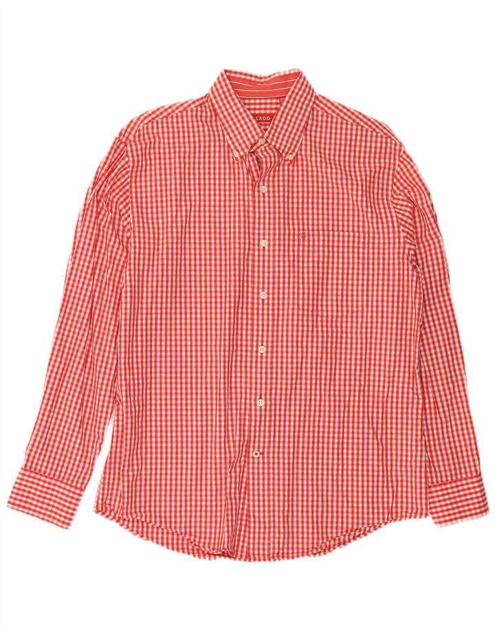 Camisa masculina IZOD de algodão guingão vermelho médio
