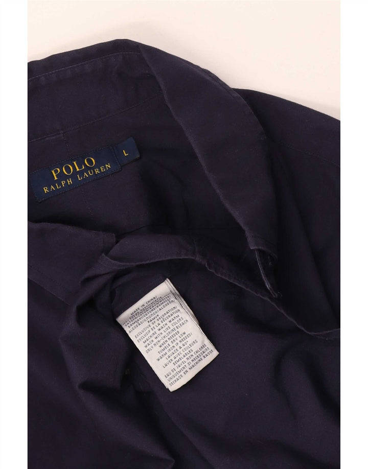 Polo Ralph Lauren Camisa masculina grande algodão azul marinho