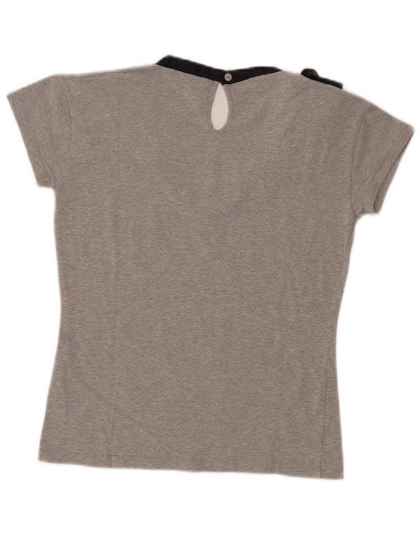 US Polo Assn. Camiseta feminina top UK 14 grande algodão manchado cinza