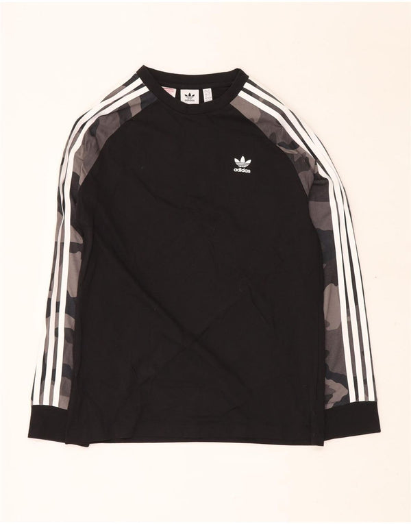 ADIDAS Meninos Top Manga Comprida 13-14 Anos Preto Camuflado Algodão
