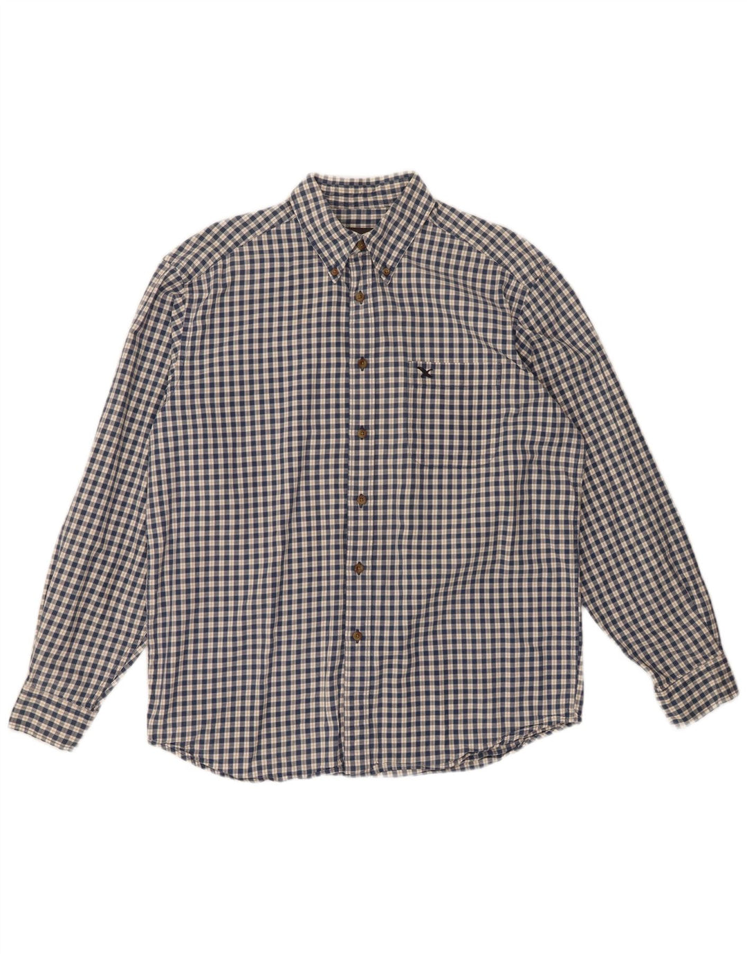 Camisa masculina de flanela Eddie Bauer algodão xadrez azul médio