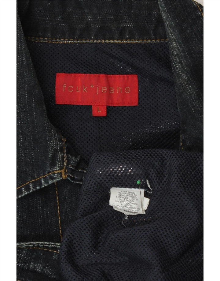 Jaqueta jeans masculina Fcuk Reino Unido 40 grande algodão azul marinho
