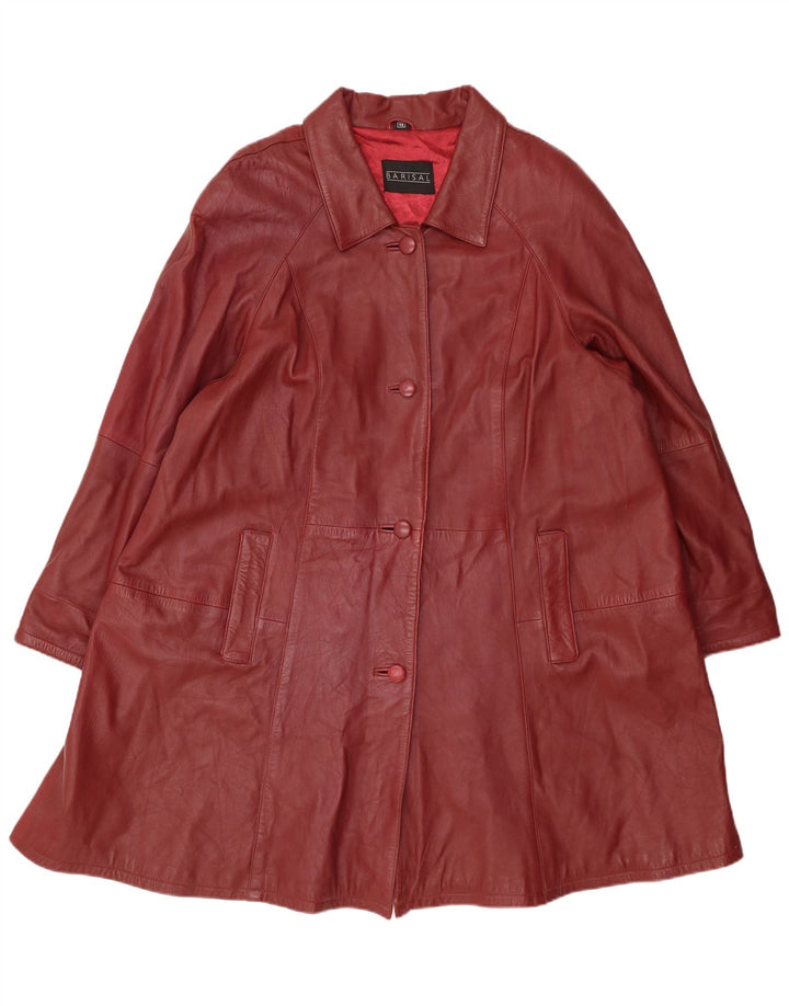 Casaco feminino de couro grande Barisal EU 48 2XL couro marrom