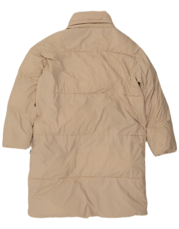 Casaco acolchoado superdimensionado feminino ZARA UK 6 XS poliéster bege