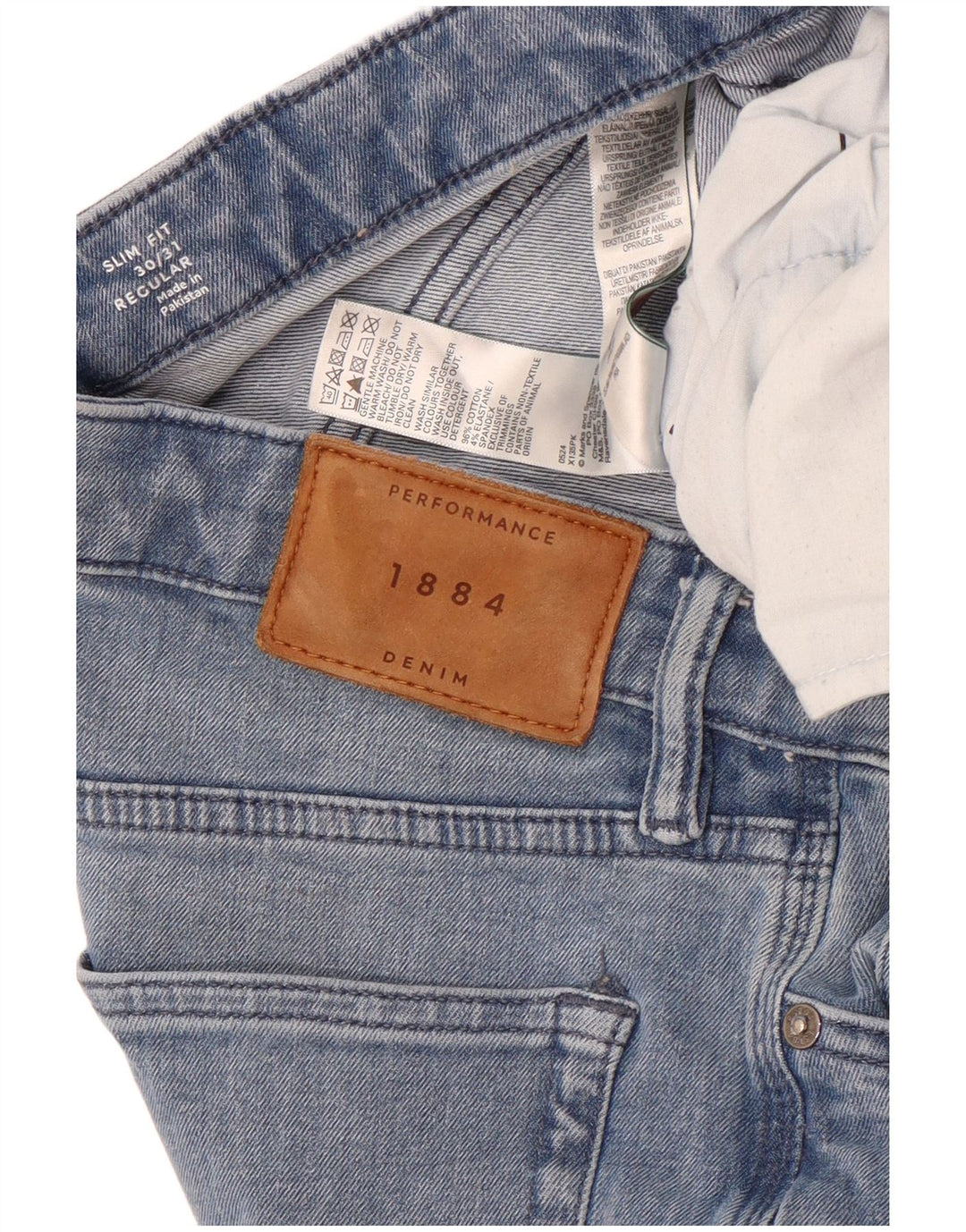 Marks & Spencer Masculino Regular Slim Jeans W30 L31 Azul Algodão
