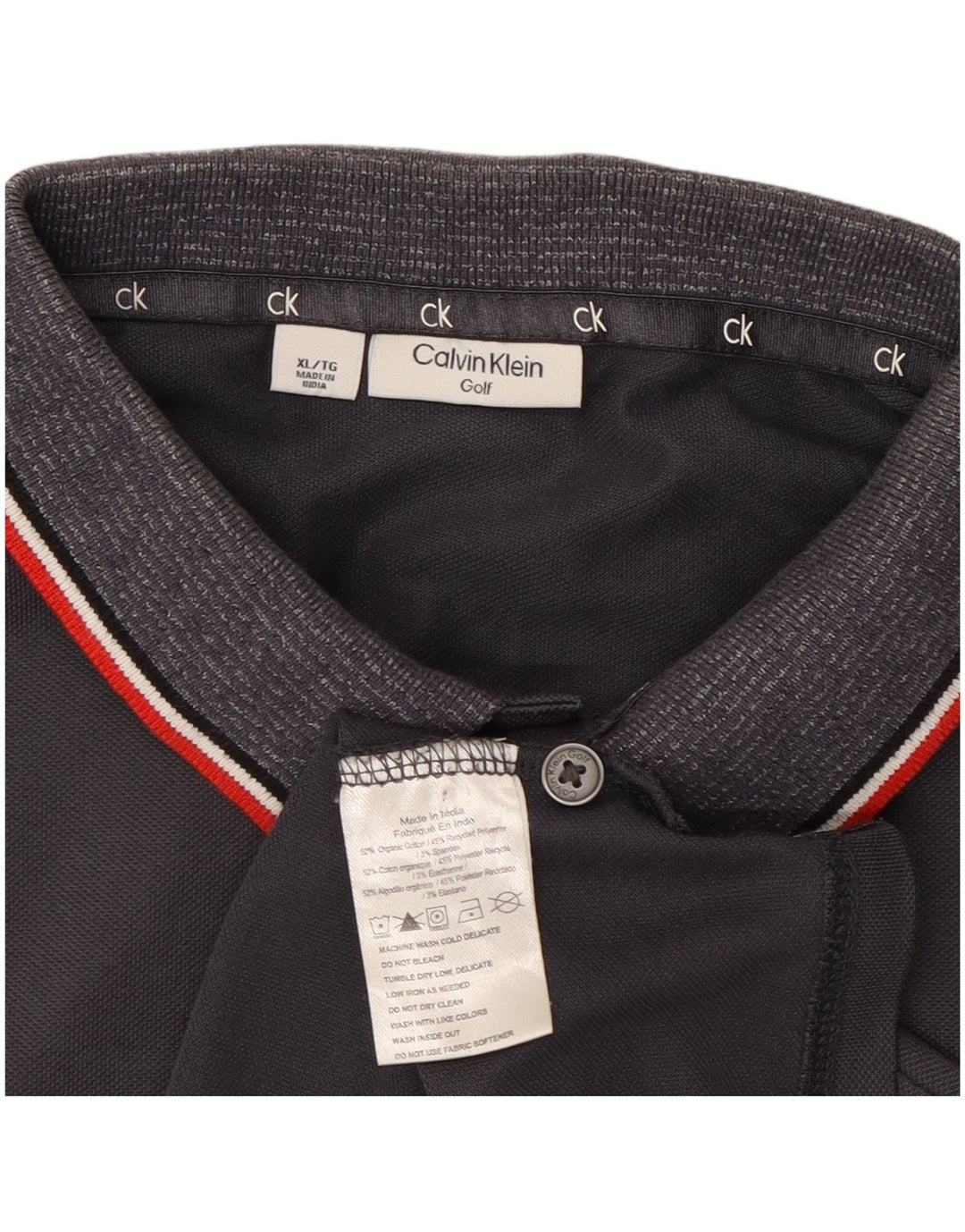 CALVIN KLEIN Camisa polo masculina de golfe XL algodão cinza