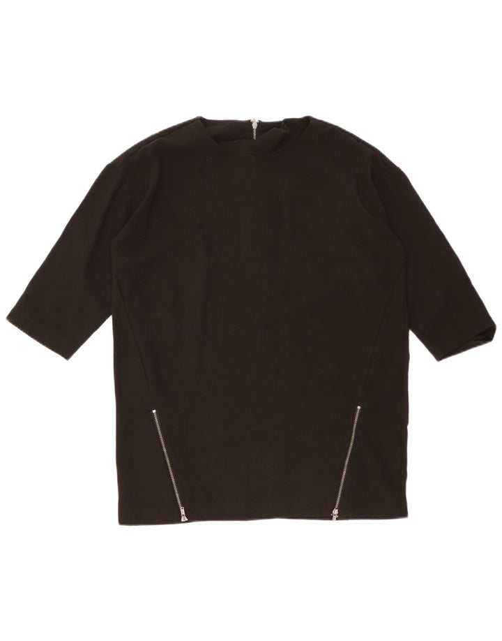 Blusa feminina Oasis manga 3/4 oversized Reino Unido 10 pequena preta poliéster