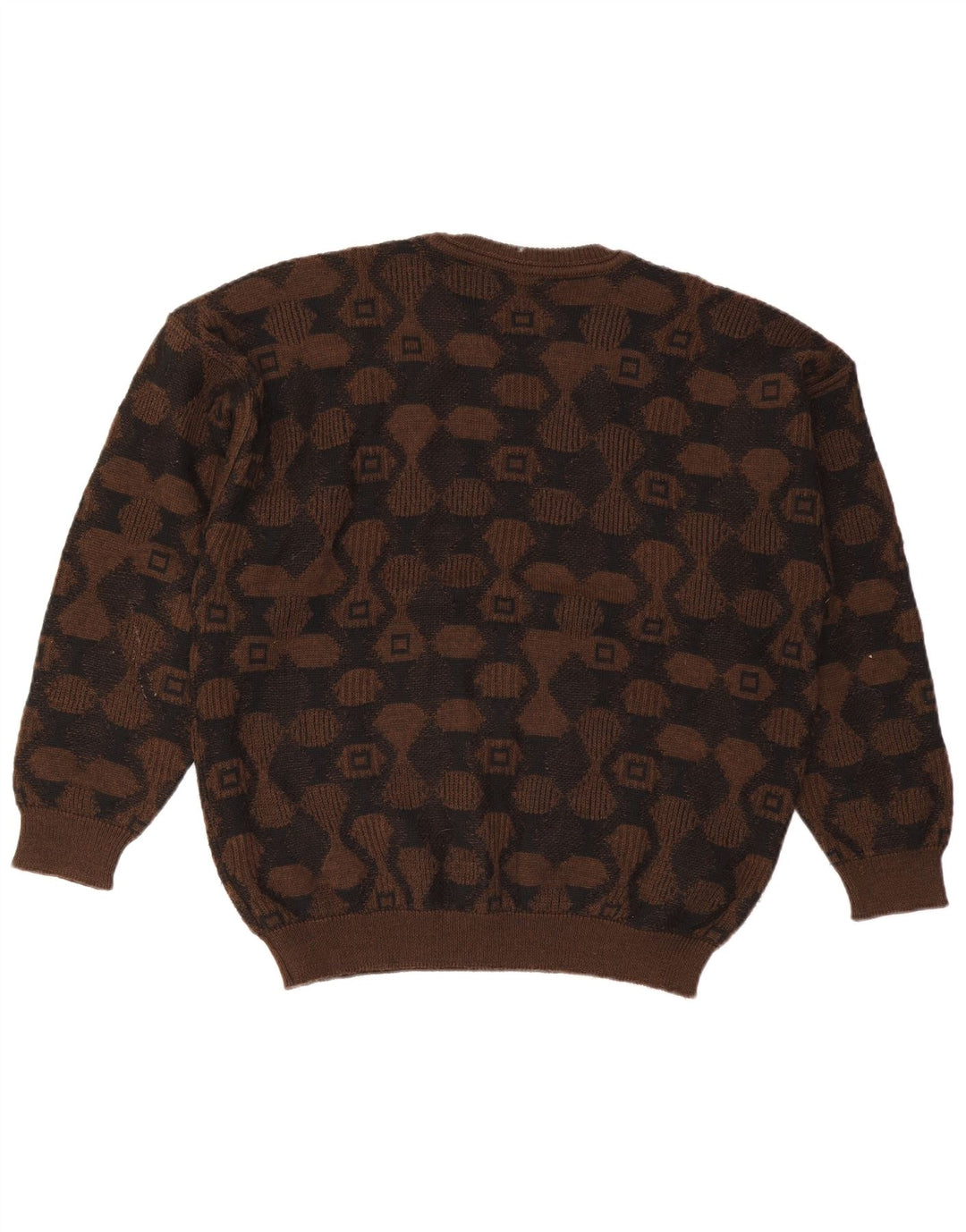Suéter masculino Baffo com gola redonda, grande marrom argyle/acrílico diamante