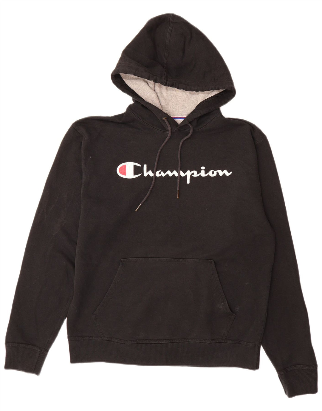 CHAMPION Suéter masculino com capuz gráfico médio algodão preto