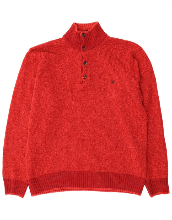 Suéter masculino Brooksfield com gola e botão IT 48 lã vermelha média