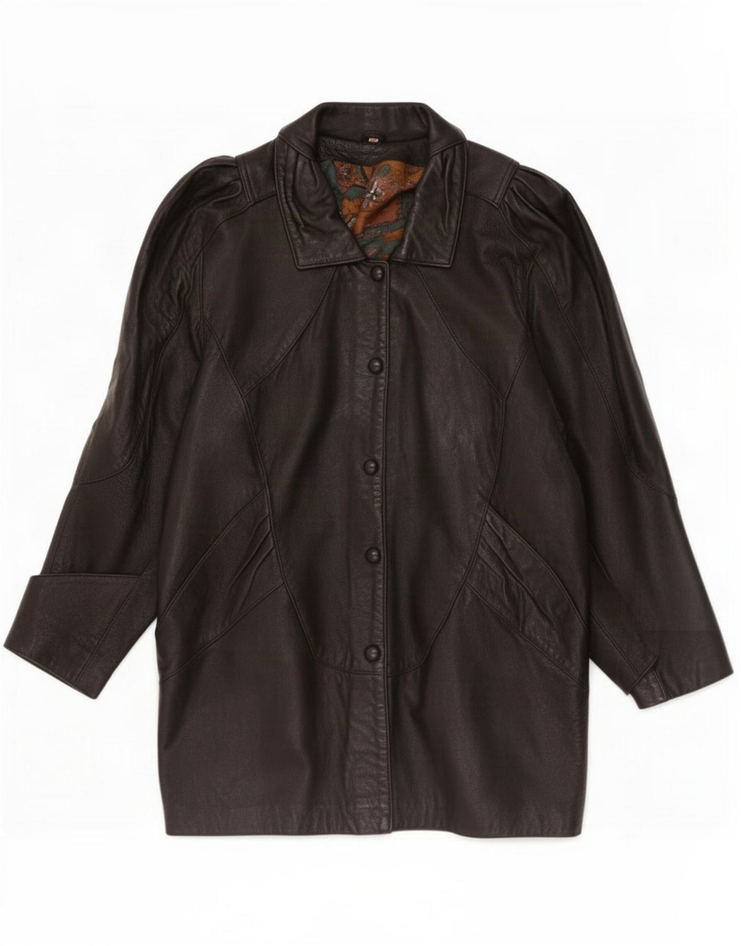 Casaco de couro feminino grande vintage UK 10 pequeno preto