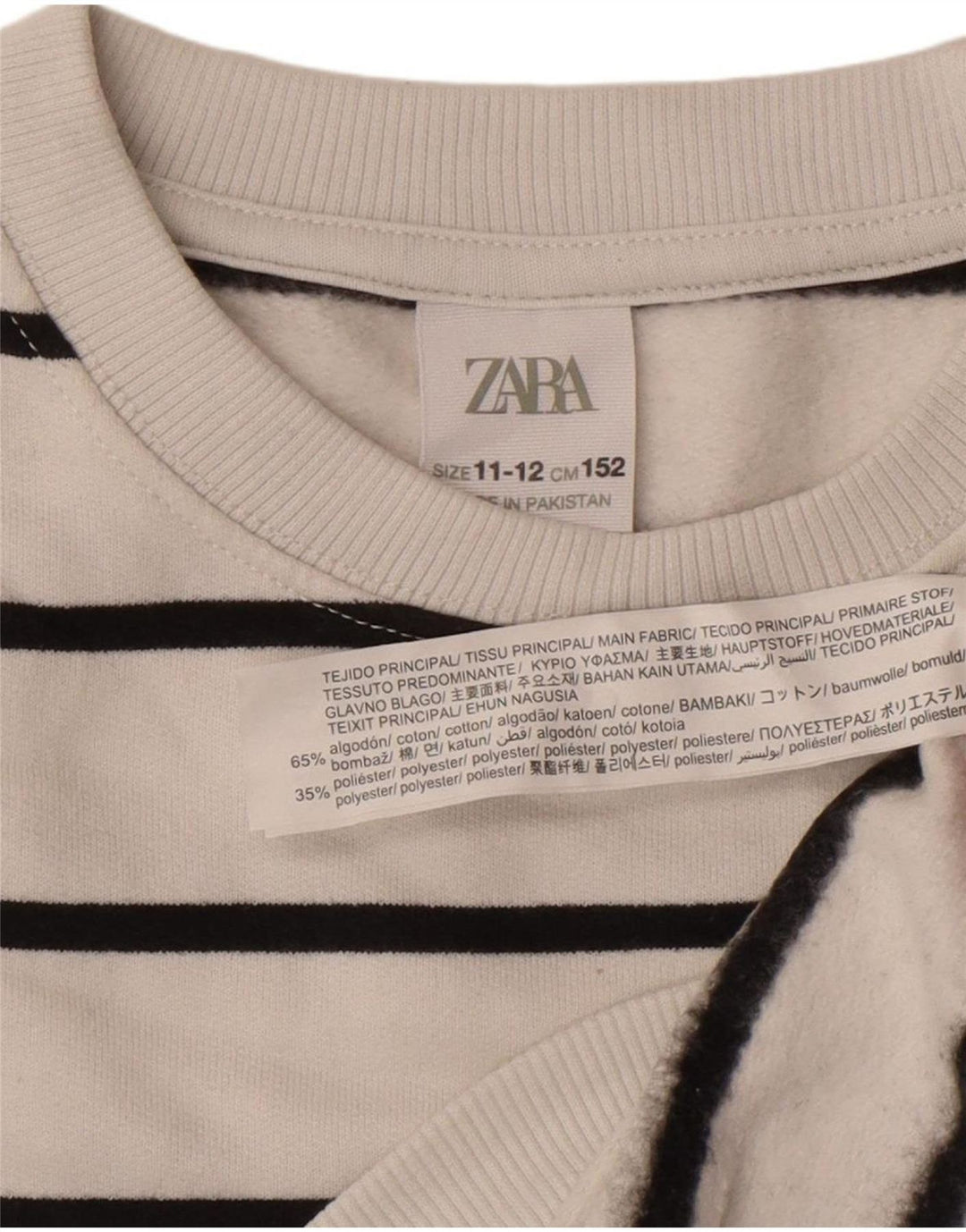 Zara Meninos Moletom Jumper 11-12 Anos Branco Listrado Algodão