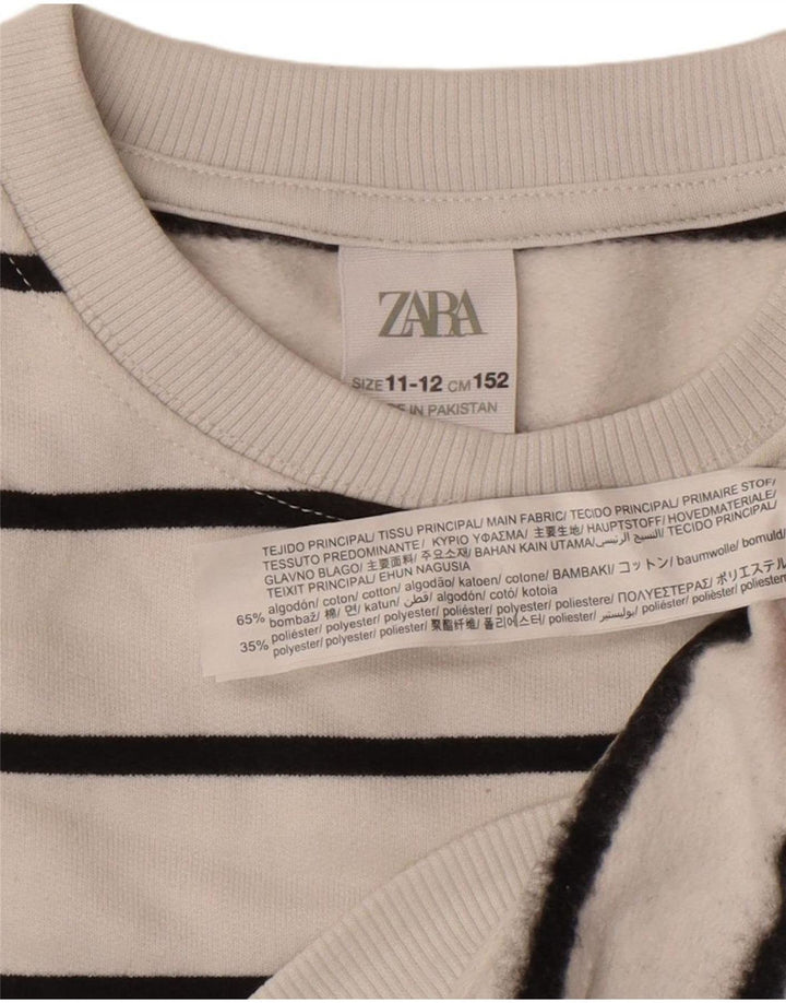 Zara Meninos Moletom Jumper 11-12 Anos Branco Listrado Algodão