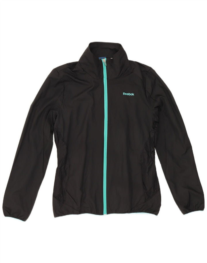 Reebok Womens Tracksuit Top Jacket UK 14 Médio Preto