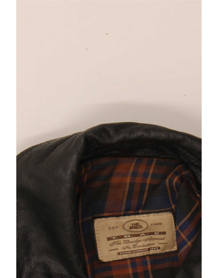 Jaqueta de couro masculina The Bridge IT 50 grande preta