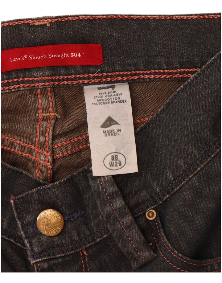 Calça jeans feminina Levi's 504 Slouch Straight US 8 médio W29 L30 azul marinho