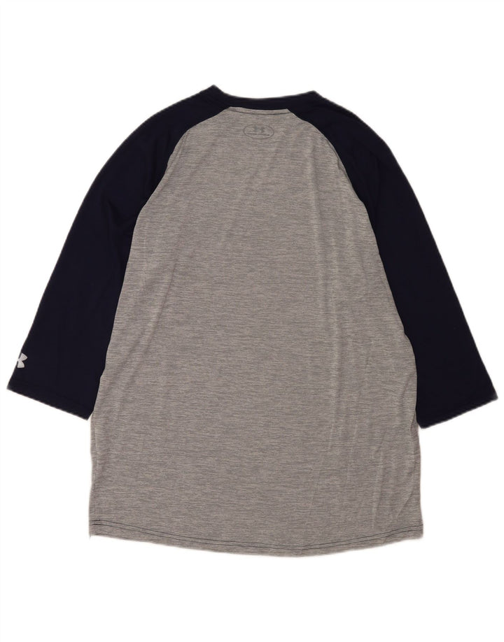 Under Armour Mens Loose Fit Top 3/4 Manga Grande Cinza Colorblock Poliéster