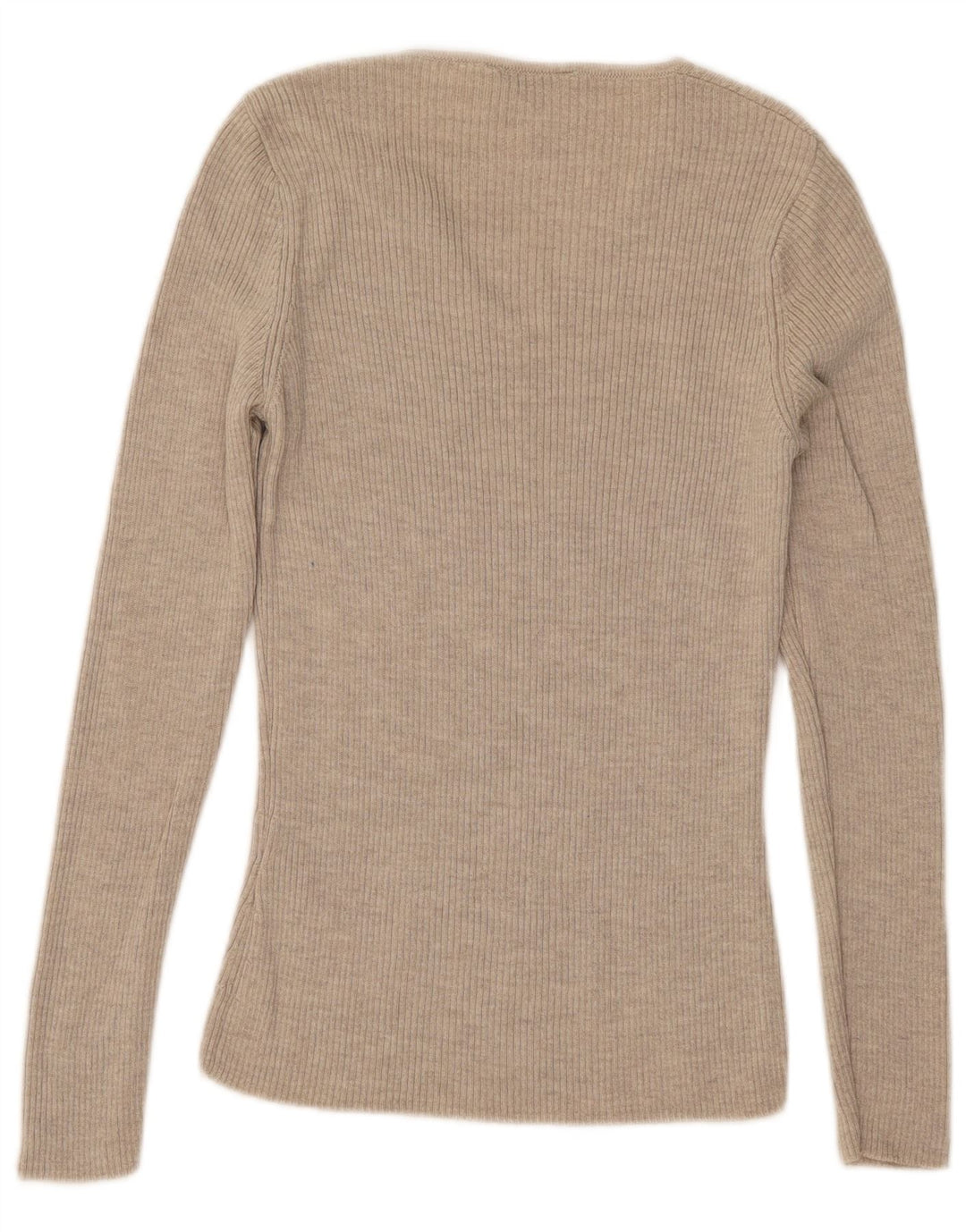 Suéter Marks & Spencer feminino St. Michael com decote em V Reino Unido 8 pequeno bege