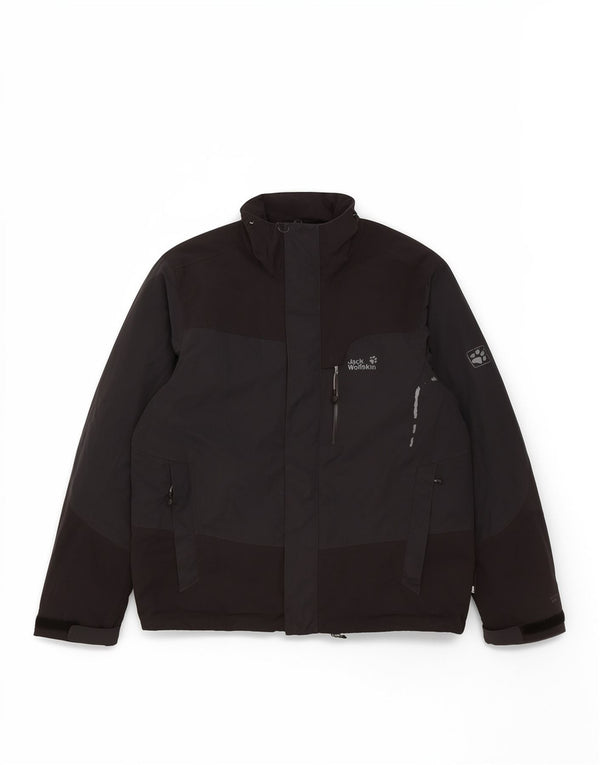 Jaqueta corta-vento masculina Jack Wolfskin com capuz UK 34 XS preta esportiva